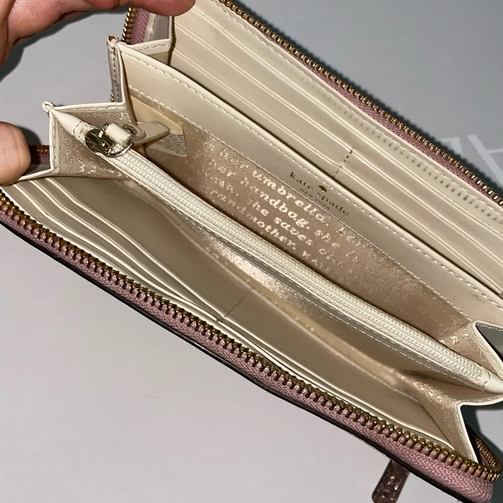 Kate‎ Spade New York Tinsel Smooth Glitter Large Wallet (Rose gold)